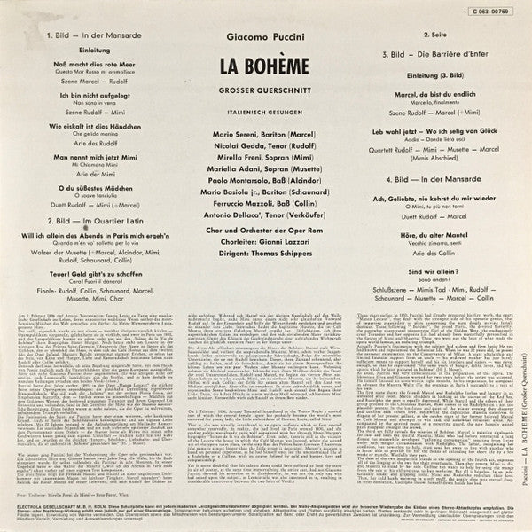 Giacomo Puccini : La Boheme (Grosser Querschnitt In Italienischer Sprache) (LP)