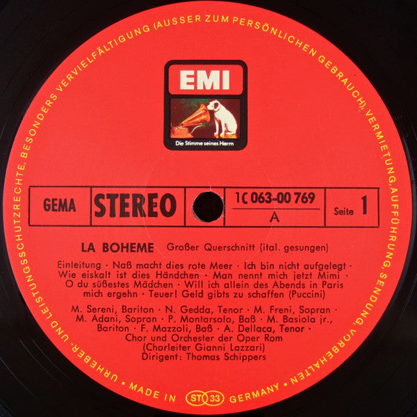 Giacomo Puccini : La Boheme (Grosser Querschnitt In Italienischer Sprache) (LP)