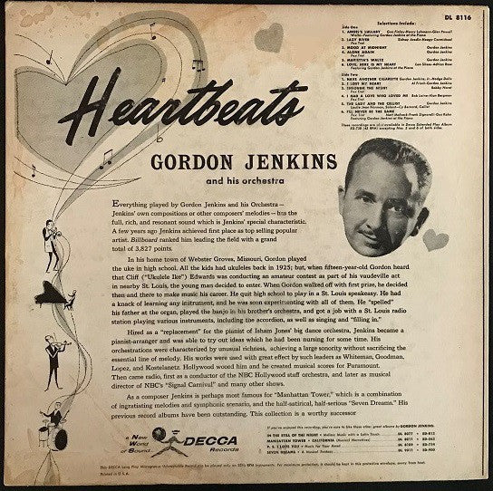 Gordon Jenkins And His Orchestra : Heartbeats (LP, Album)