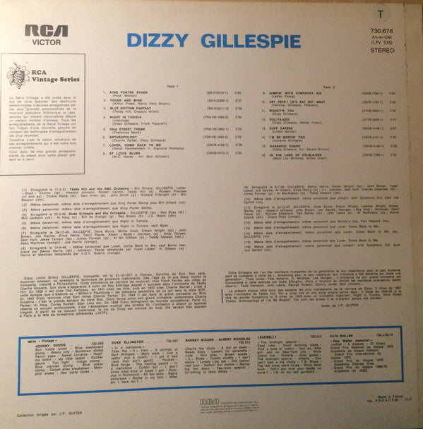 Dizzy Gillespie : Dizzy Gillespie (LP, Comp, Mono)