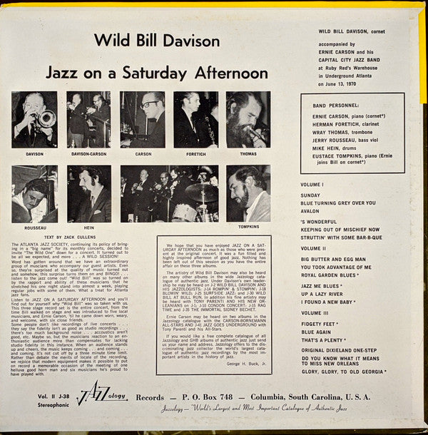 Wild Bill Davison : Jazz On A Saturday Afternoon, Vol. II (LP)