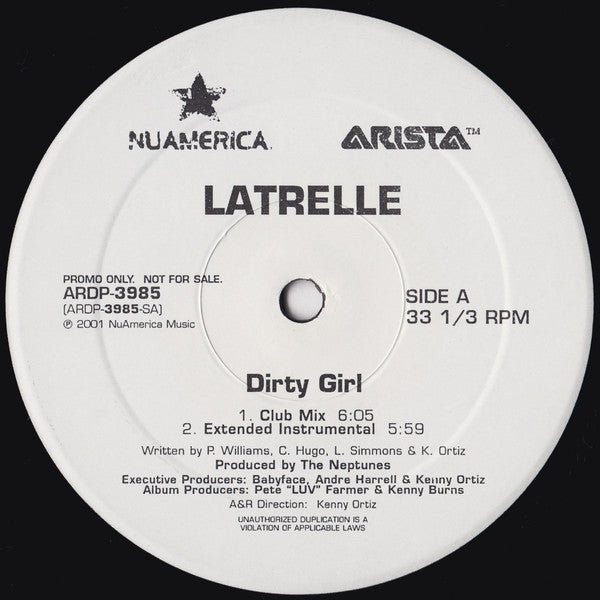 Latrelle Simmons : Dirty Girl (12", Promo)