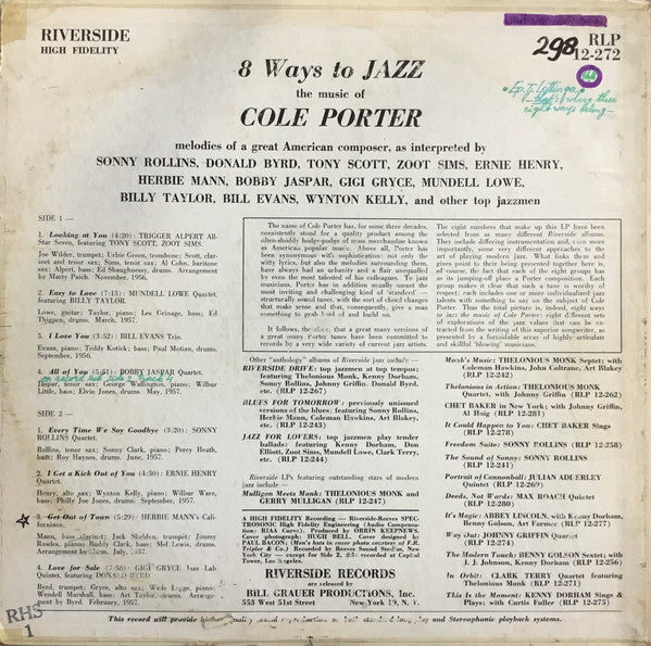 Various : 8 Ways to Jazz - the music of Cole Porter (LP, Mono)