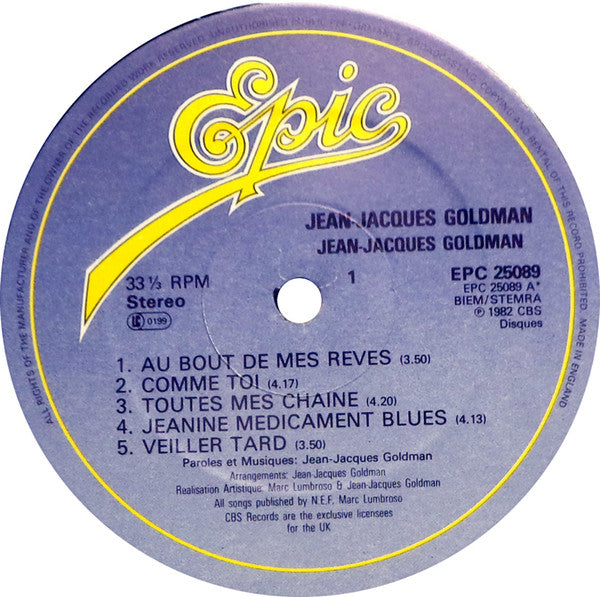 Jean-Jacques Goldman : Jean-Jacques Goldman (LP, Album)