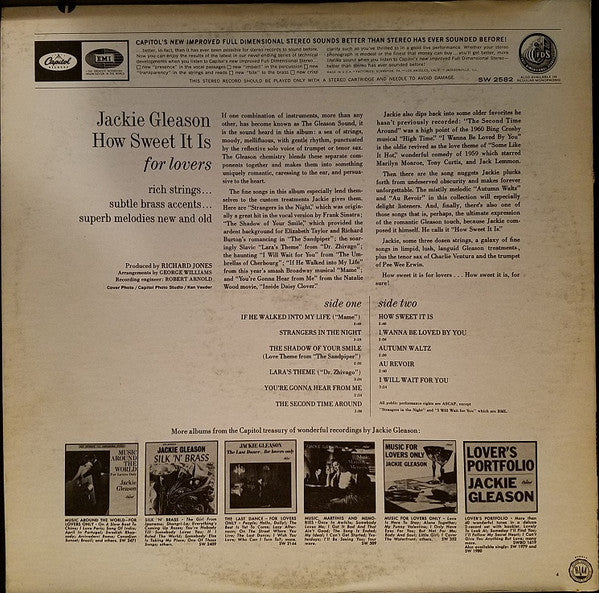 Jackie Gleason : How Sweet It Is For Lovers (LP, Album)