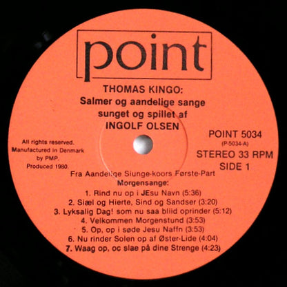 Thomas Kingo Sunget Og Spillet Af Ingolf Olsen : Thomas Kingo - Sange Og Salmer (2xLP, Album, Gat)