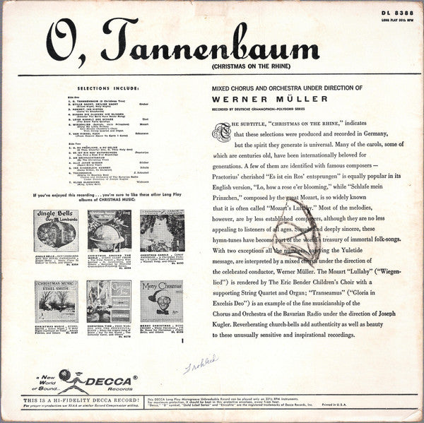 Werner Müller : O, Tannenbaum (Christmas On The Rhine) (LP, Album, Mono, Pin)