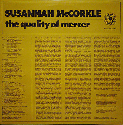 Susannah McCorkle : The Quality Of Mercer (LP, Album)