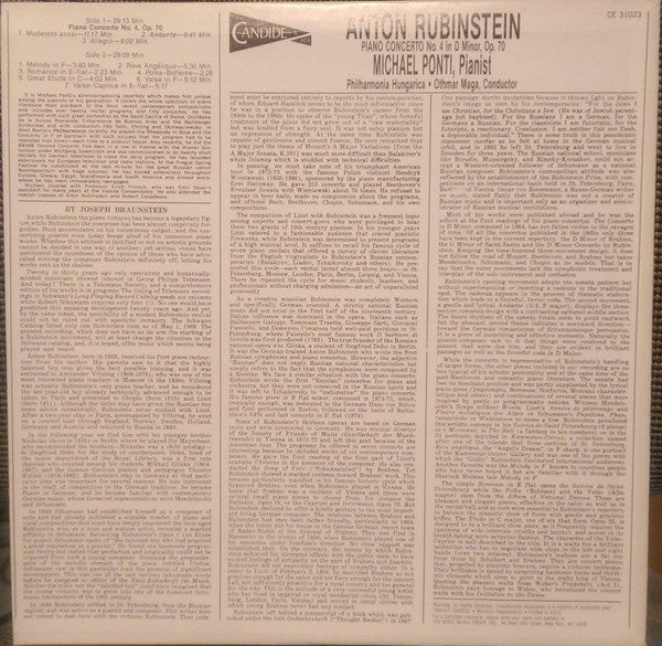 Anton Rubinstein : Piano Concerto No. 4 In D Minor Op. 70 (LP, Album)