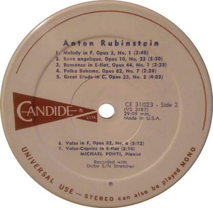 Anton Rubinstein : Piano Concerto No. 4 In D Minor Op. 70 (LP, Album)