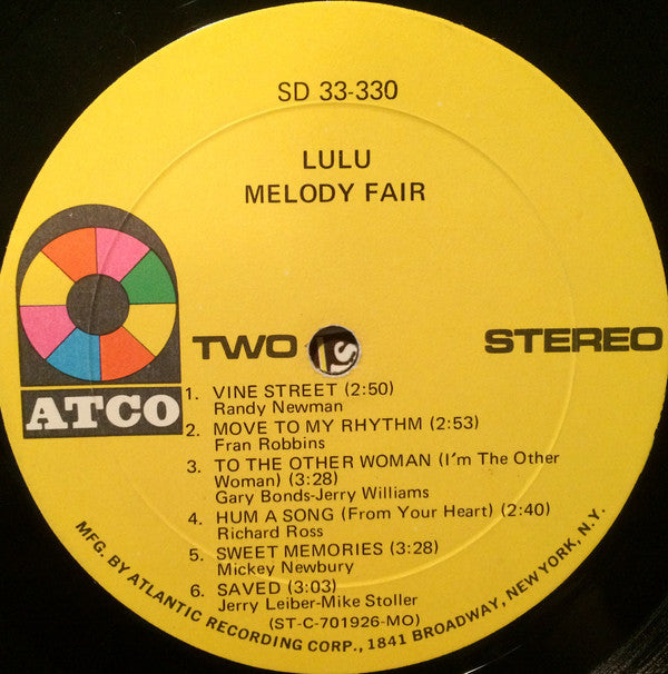 Lulu : Melody Fair (LP, Album, Mon)