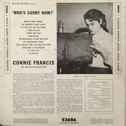 Connie Francis : Who's Sorry Now (LP, Mono, RP)