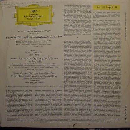 Wolfgang Amadeus Mozart / Carl Reinecke - Karlheinz Zöller • Nicanor Zabaleta • Berliner Philharmoniker • Ernst Märzendorfer : Konzert Für Flöte Und Harfe • Konzert Für Harfe (LP, Mono)