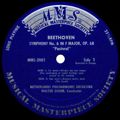 Ludwig van Beethoven - Nederlands Philharmonisch Orkest, Walter Goehr : Symphony No. 6 In F Major, Opus 68 "Pastoral" - The Creature Of Prometheus, Opus 43 (Overture) (LP, Album, Mono)