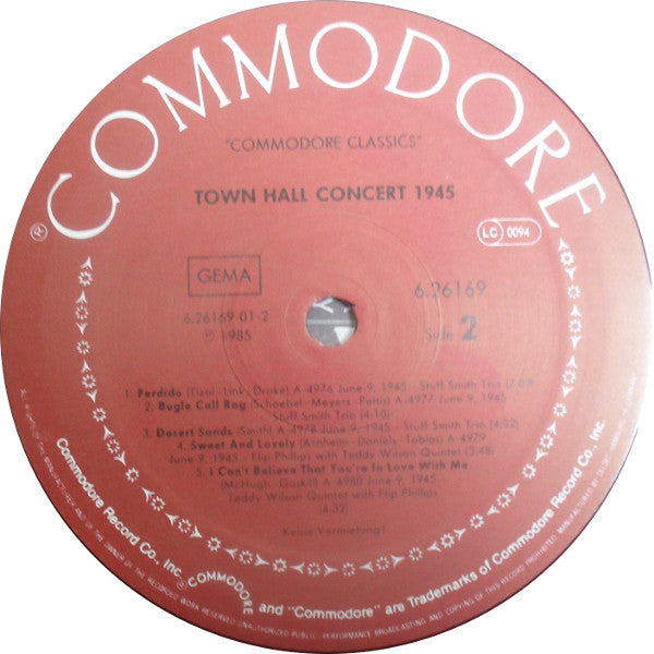 Various : Town Hall Concert 1945 (LP, Comp, RE)