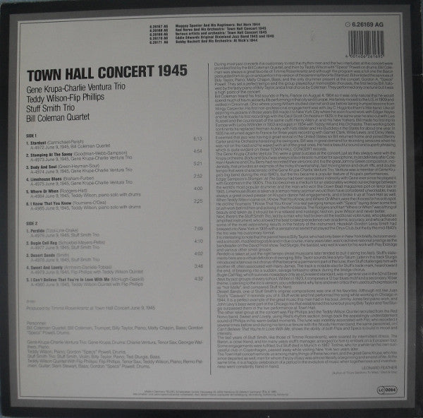 Various : Town Hall Concert 1945 (LP, Comp, RE)