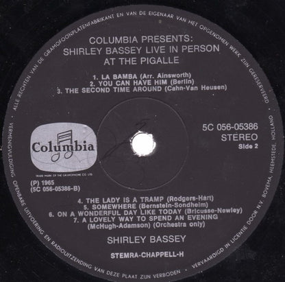 Shirley Bassey : Live In Person At The Pigalle (LP, Album, RE, Gat)