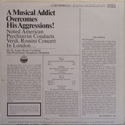 Giuseppe Verdi, Gioacchino Rossini - Henry Angus Bowes, Westminster Symphony Orchestra : Musical Addict Overcomes His Aggressions! (LP)