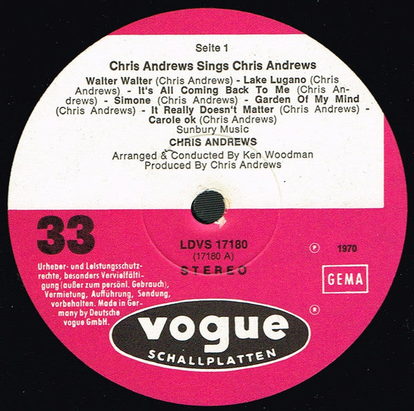 Chris Andrews (3) : Sings Chris Andrews (LP)