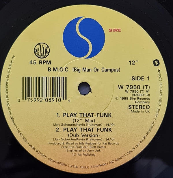 B.M.O.C. (Big Man On Campus) : Play That Funk (12")