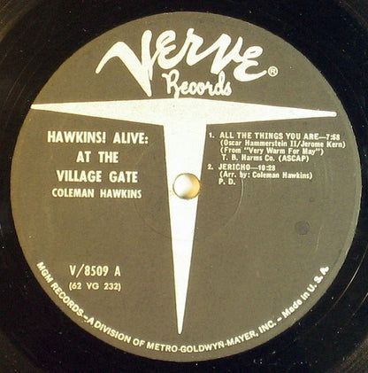 Coleman Hawkins : Hawkins! Alive! At The Village Gate (LP, Album, Mono)