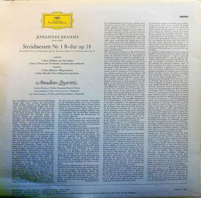 Johannes Brahms — Amadeus-Quartett · Cecil Aronowitz · William Pleeth : Streichsextett Nr. 1 B-dur Op. 18 (LP)