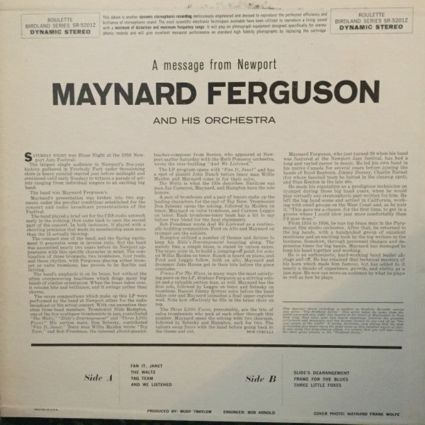 Maynard Ferguson : A Message From Newport (LP, Album, RE)