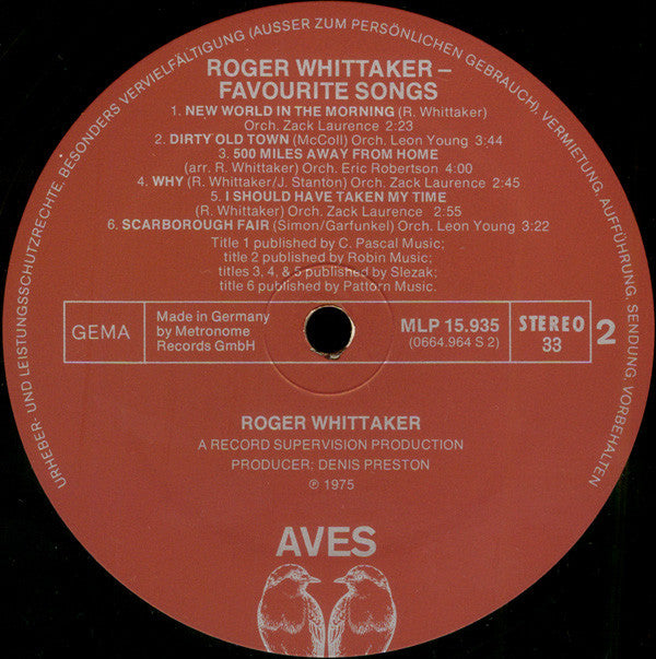 Roger Whittaker : My Favourite Songs (LP, Comp)