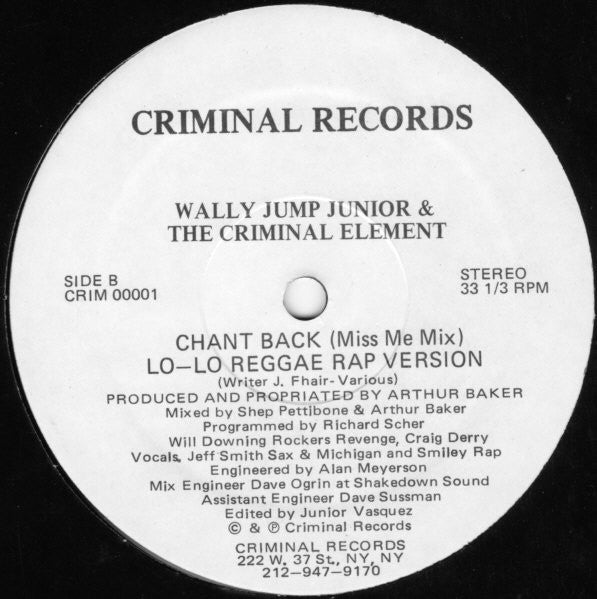 Wally Jump Jr & The Criminal Element : Jummp-Back (12")