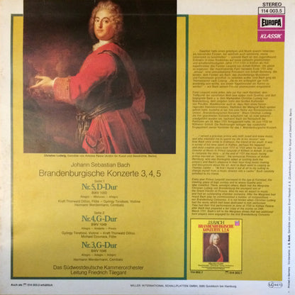 Johann Sebastian Bach, Kraft-Thorwald Dilloo, György Terebesi ⋅ Hermann Werdermann, Südwestdeutsches Kammerorchester, Friedrich Tilegant : Brandenburgische Konzerte 3, 4, 5 (LP, RE)