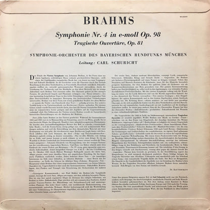 Johannes Brahms - Symphonie-Orchester Des Bayerischen Rundfunks · Carl Schuricht : Symphonie Nr. 4 / Tragische Ouvertüre (LP, Mono)