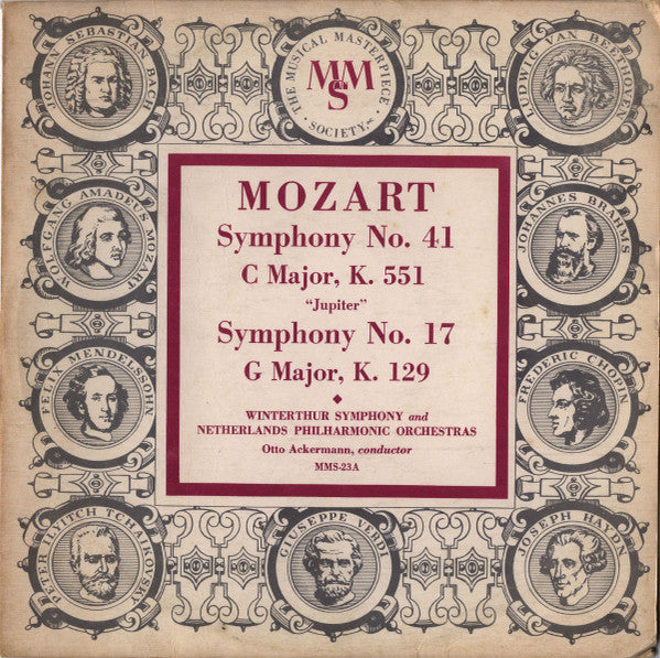 Wolfgang Amadeus Mozart : Symphony No. 41, C Major, K. 551 "Jupiter" / Symphony No. 17, G Major, K. 129 (10")