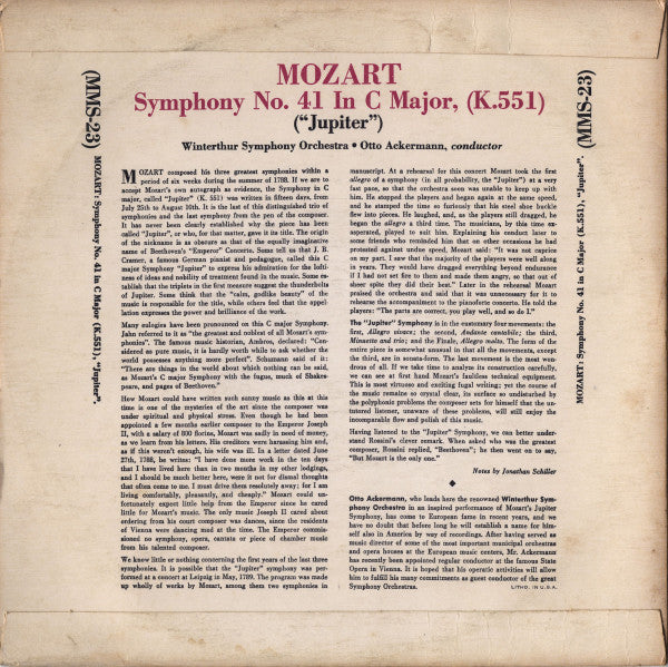 Wolfgang Amadeus Mozart : Symphony No. 41, C Major, K. 551 "Jupiter" / Symphony No. 17, G Major, K. 129 (10")