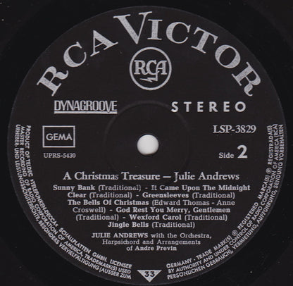 Julie Andrews With André Previn And His Orchestra : A Christmas Treasure (LP, Album)