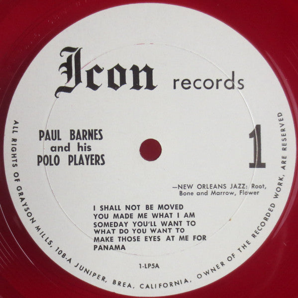 Paul Barnes And His Polo Players : The Viol, The Violet And The Vine (LP, Album, Red)