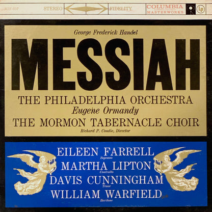 Georg Friedrich Händel : The Philadelphia Orchestra, Eugene Ormandy ; Mormon Tabernacle Choir, Richard P. Condie ; Eileen Farrell, Martha Lipton, Davis Cunningham, William Warfield : Messiah (2xLP, Album)