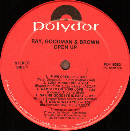 Ray, Goodman & Brown : Open Up (LP, Album)