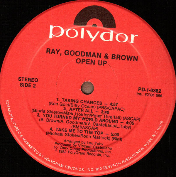 Ray, Goodman & Brown : Open Up (LP, Album)