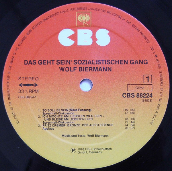 Wolf Biermann : Das Geht Sein' Sozialistischen Gang (2xLP, Album)