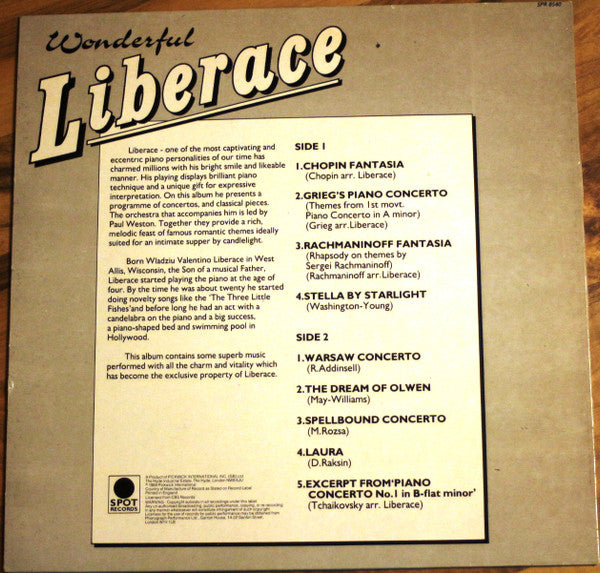 Liberace : Wonderful Liberace (LP, Comp)