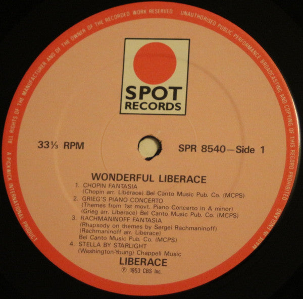 Liberace : Wonderful Liberace (LP, Comp)