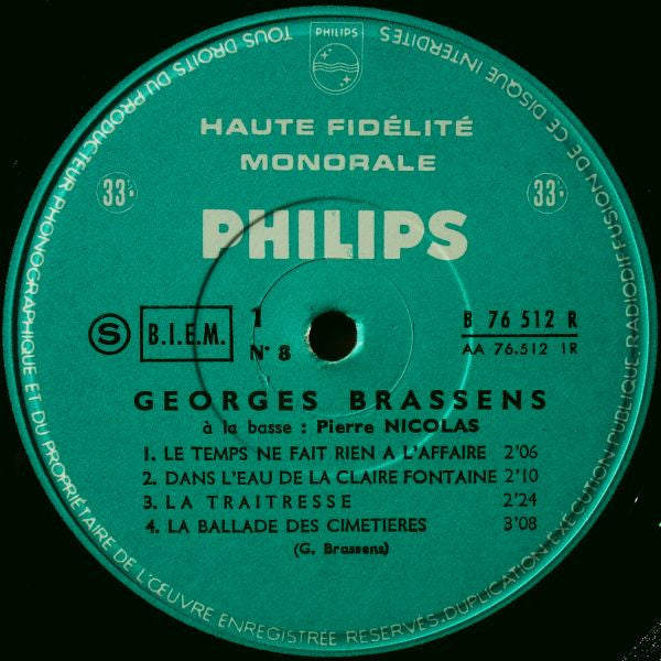 Georges Brassens : 8 (10", Album, Mono)