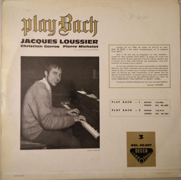 Jacques Loussier - Christian Garros - Pierre Michelot : Play Bach No. 3 (LP, Album)