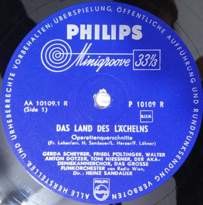 Franz Lehár, Wiener Akademie Kammerchor, Das Große Wiener Rundfunkorchester , Dirigent: Heinz Sandauer : Das Land Des Lächelns / Paganini (Operettenquerschnitte) (10")