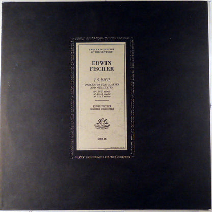 Johann Sebastian Bach - Edwin Fischer : Concertos For Clavier And Orchestra (LP, Mono, RE)