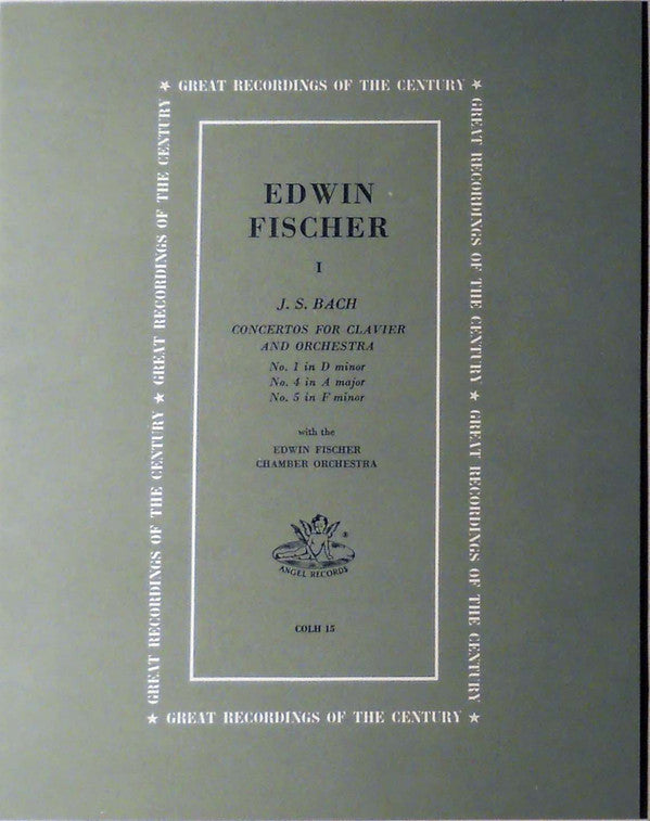 Johann Sebastian Bach - Edwin Fischer : Concertos For Clavier And Orchestra (LP, Mono, RE)