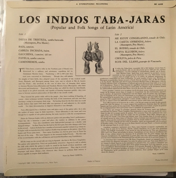 Los Indios Tabajaras : Popular And Folk Songs Of Latin America (LP, Album)