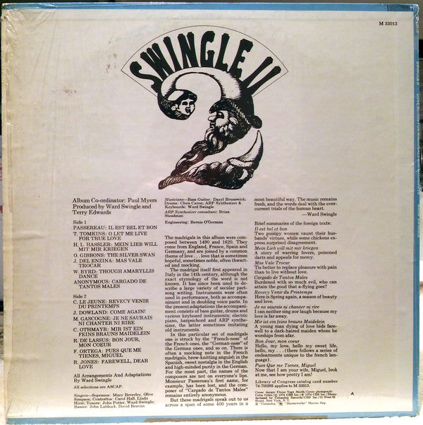 Swingle II : Love Songs For Madrigals And Madriguys (LP, Album)