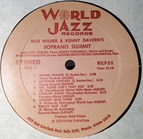 Bob Wilber & Kenny Davern : Soprano Summit (LP, Album)