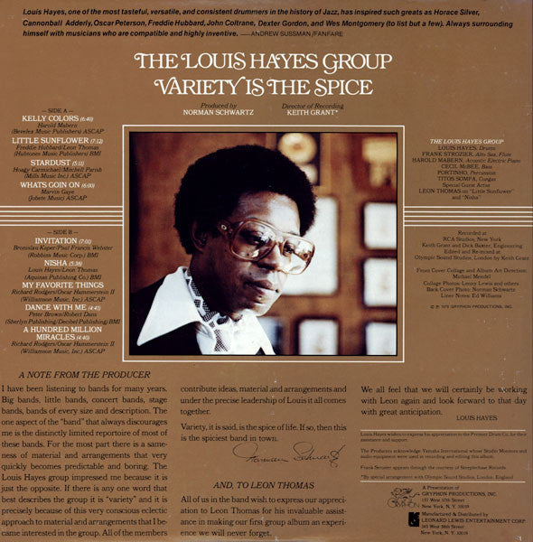 The Louis Hayes Group : Variety Is The Spice (LP, Album)